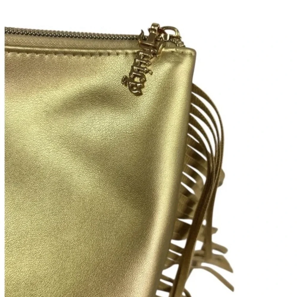 ✨‎ Juicy Couture Gold Fringe Makeup Pouch – Rhinestone Logo – NWT ✨